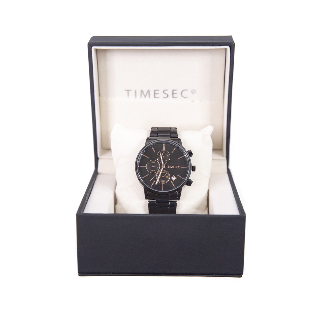Timesec Squalo Chronograph Men Watch Analog Stainless Black Bonus Premium Box