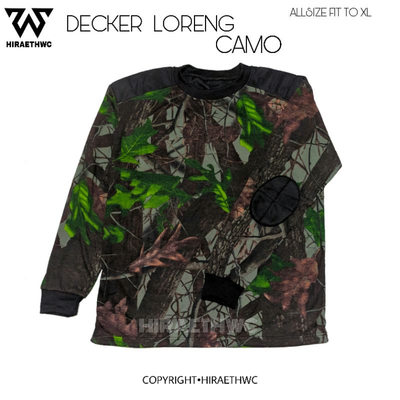 KAOS DEKER LORENG CAMO PERBAKIN BAJU KAMUFLASE BERBURU LENGAN PANAJANG  [TERMURAH]