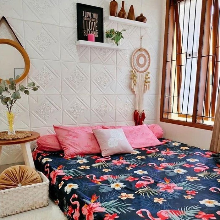 Wallpaper 3D Foam Motif Batu Bata Putih 77 x 70 cm Dekorasi Dinding