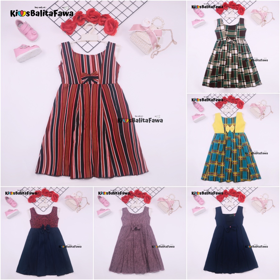 Dress Clairine uk 6-7 Tahun / Baju Anak Perempuan Murah Dres Polos Yukensi Adem Pakaian Pesta Gaun