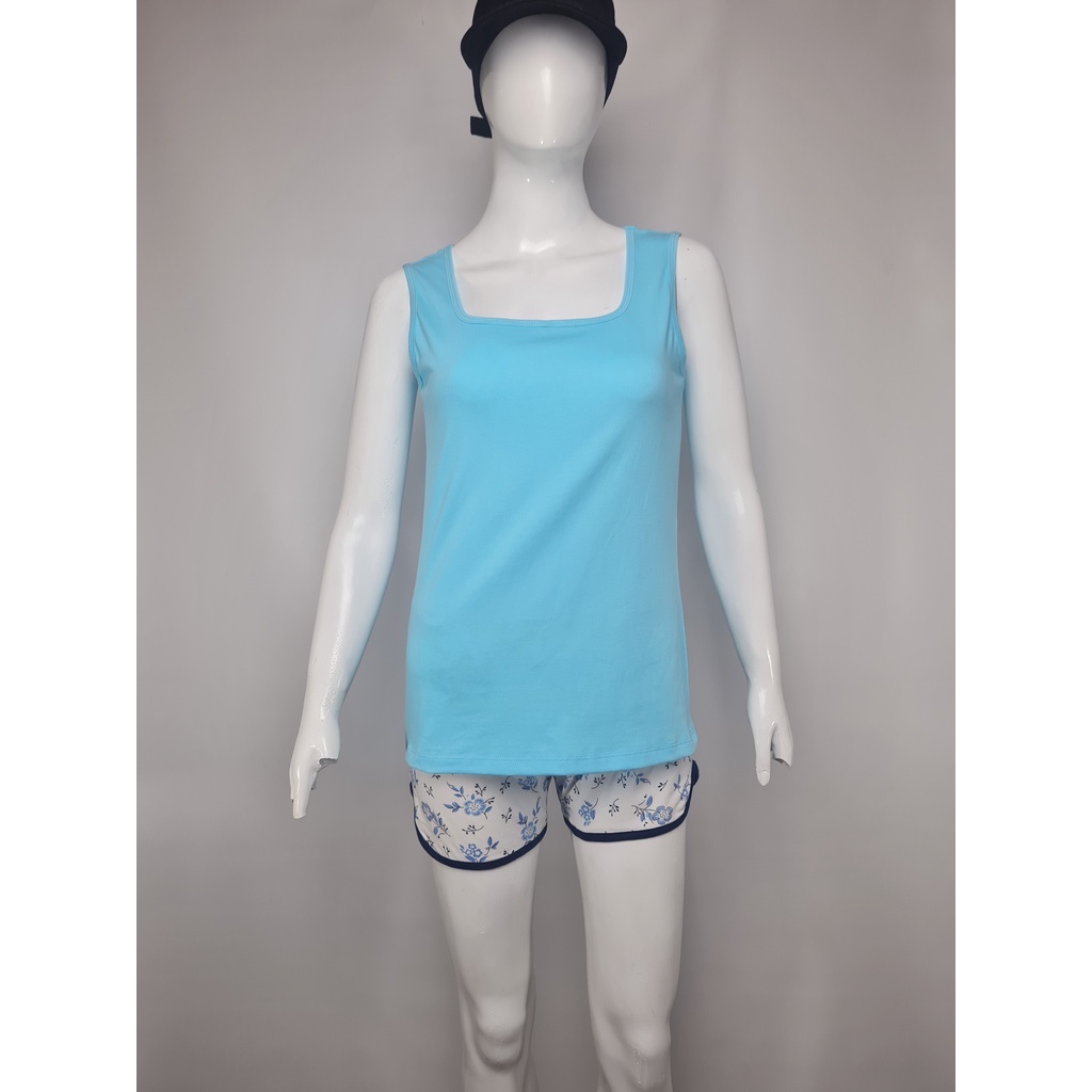 Singlet - Tank Top Wanita Katun Casual Biru Muda