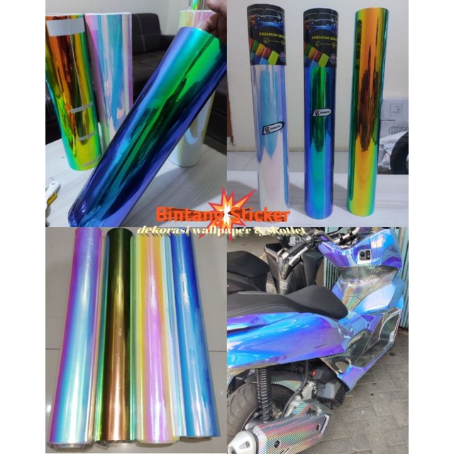 Sticker Skotlet Bunglon Chrome Stiker Autinomic Chrome Lembayung Biru