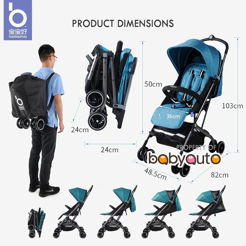 Kereta dorong Stroller BBH Baobaohao M1 MOGO Qz1 Generasi 2 Cabin Size