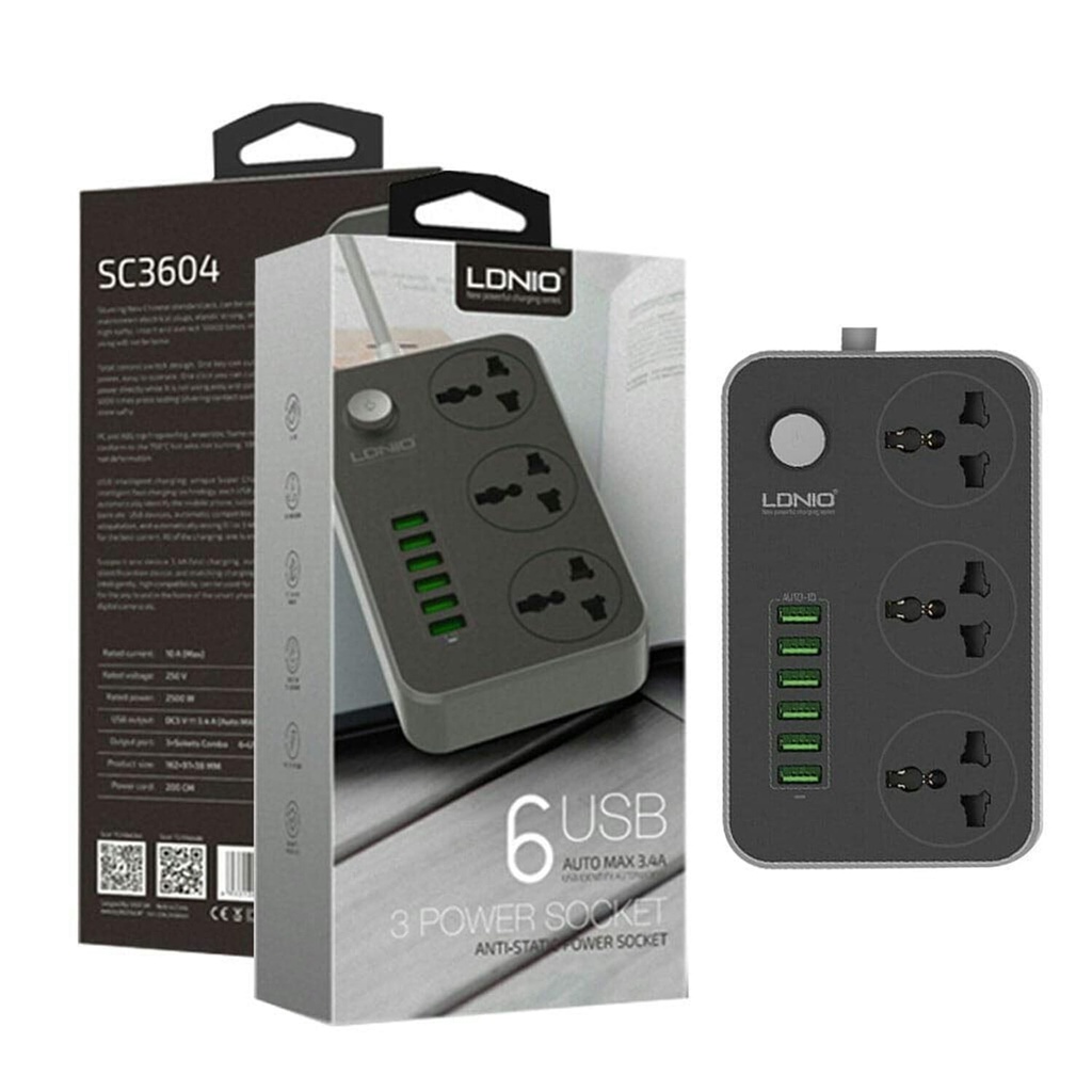 POWER SOCKET LDNIO SC3604 6-USB 5V 3.4A International Socket