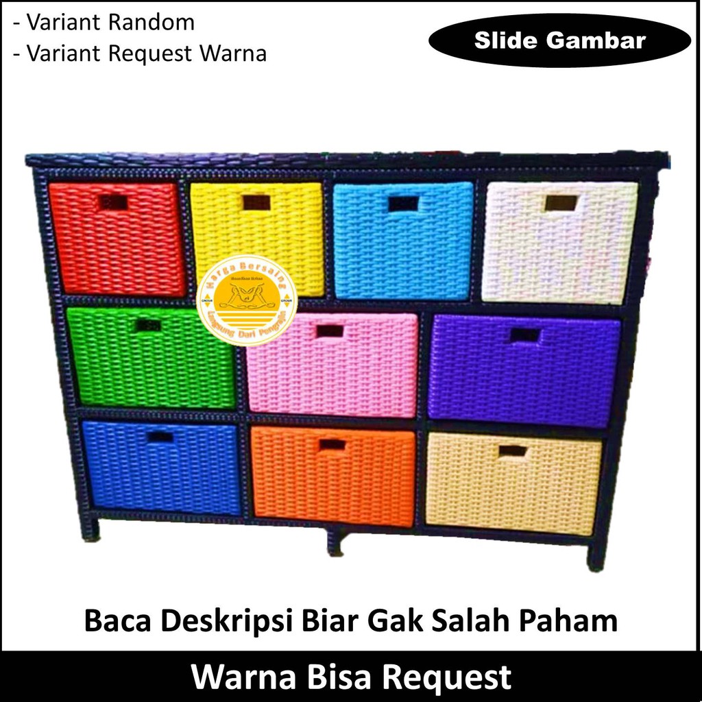 Lemari Rotan 10 Laci - Lemari Laci 10 Bahan Rotan Sintetis - Lemari Anak - Lemari Baju Dan Pakaian