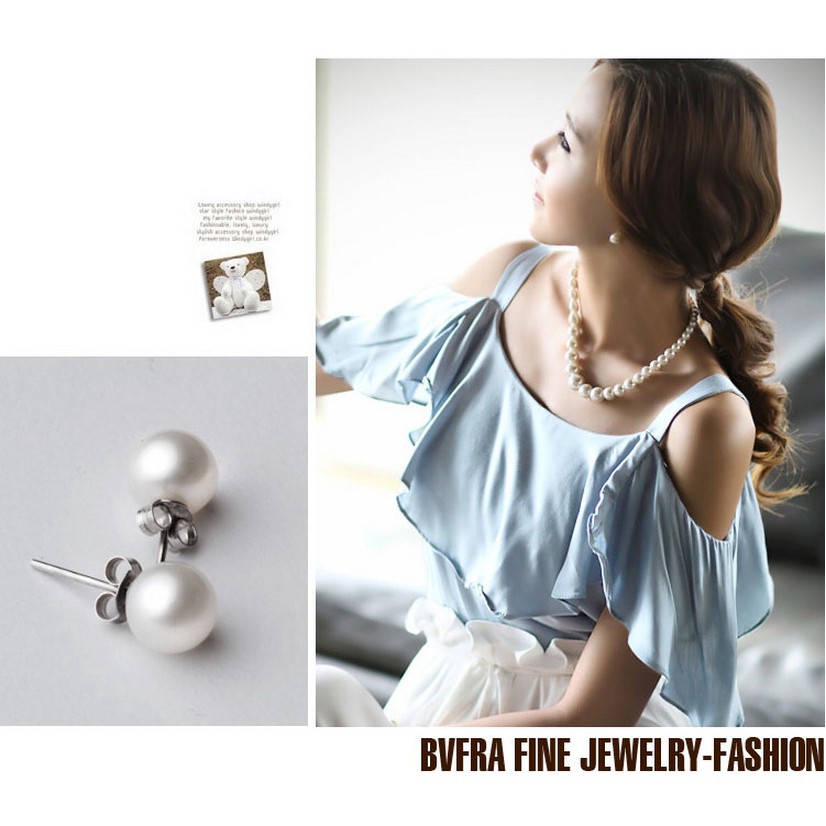 Berlapis S925 Anting-Anting Perak Mutiara Gaya Korea Anting-Anting Manik Nanyang Perempuan ai2-3941-4