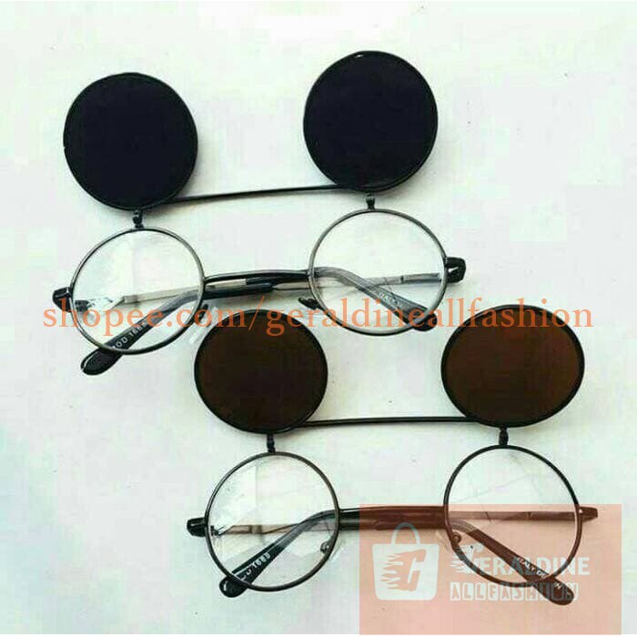 kacamata gaya bulat boboho buka tutup penutup keren