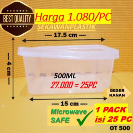 BISA RETUR! (25pcs) Thinwall 500ML / KOTAK MAKAN PLASTIK / Food container OT500 OTIPACK THINWALL