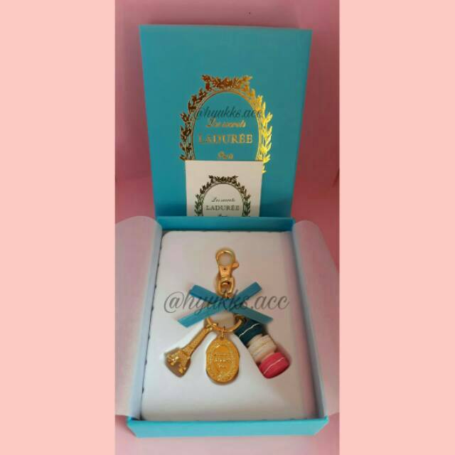 BLUE LADUREE MACAROON BAGCHARM / KEYCHAIN ORIGINAL LONDON, UK (WITH ELEGANT BOX)