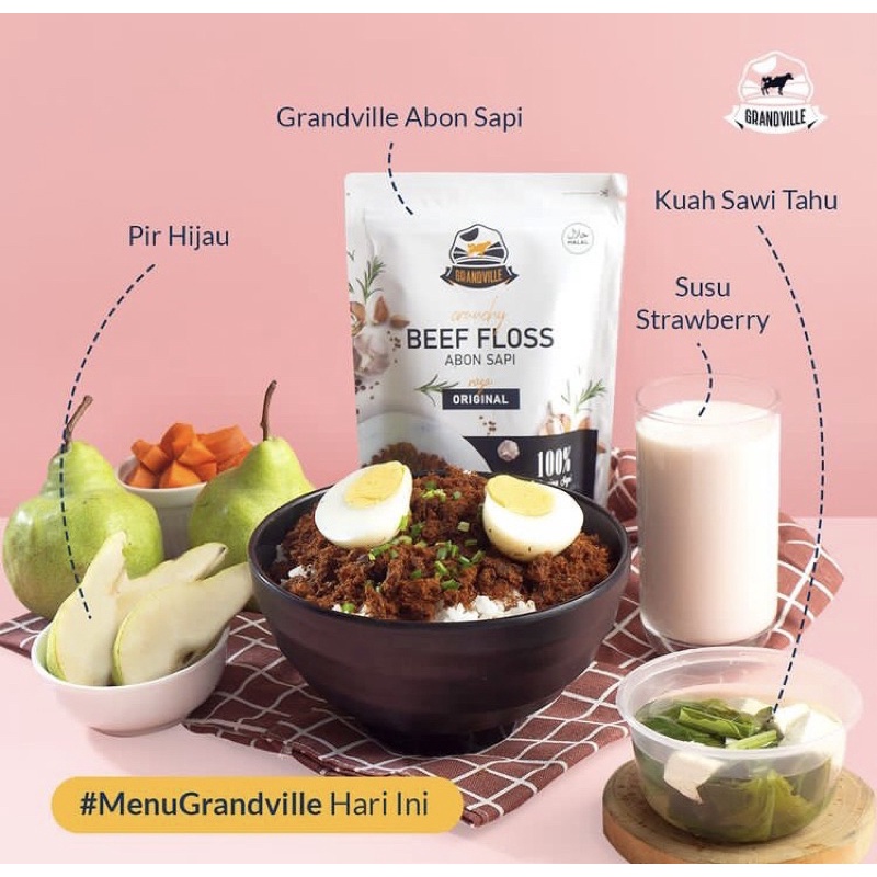 [READY] Grandville Abon Crunchy Sapi / Ayam / Ikan / Original / Spicy 100gr