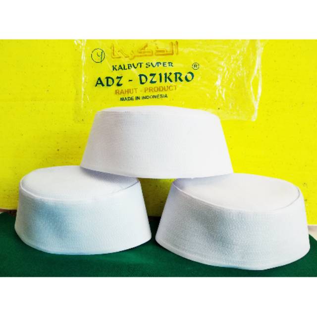 Peci putih polos adzikro kalbut tebal dan kaku