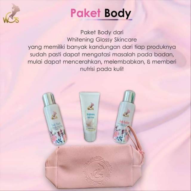 PAKET PEMUTIH BADAN AMPUH / WGS (WHITENING GLOSSY SKINCARE) AMAN BPOM