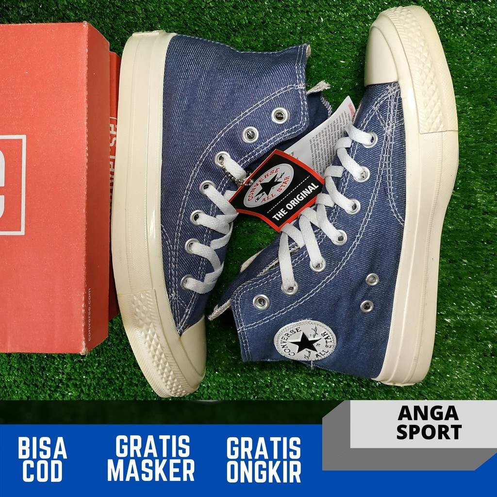 SEPATU PRIA CONVERSE ALL STAR 70s CHUCK TAYLOR BAHAN DENIM JEANS BIRU MADE IN VIETNAM PREMIUM