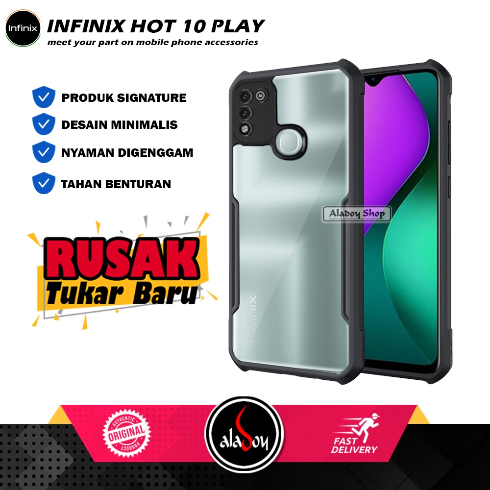 Case Infinix Hot 10 Play Armor Fusion Shockproof Transparent Premium Casing