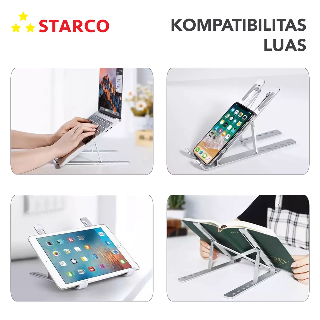 Starco Tablet Stand Laptop Stand Holder Dudukan Laptop Aluminium Alloy-2