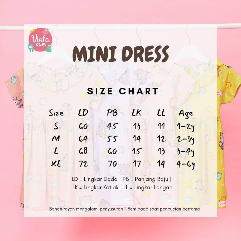 Afsheenastore Dress Anak Rayon Minie By Viola Kids