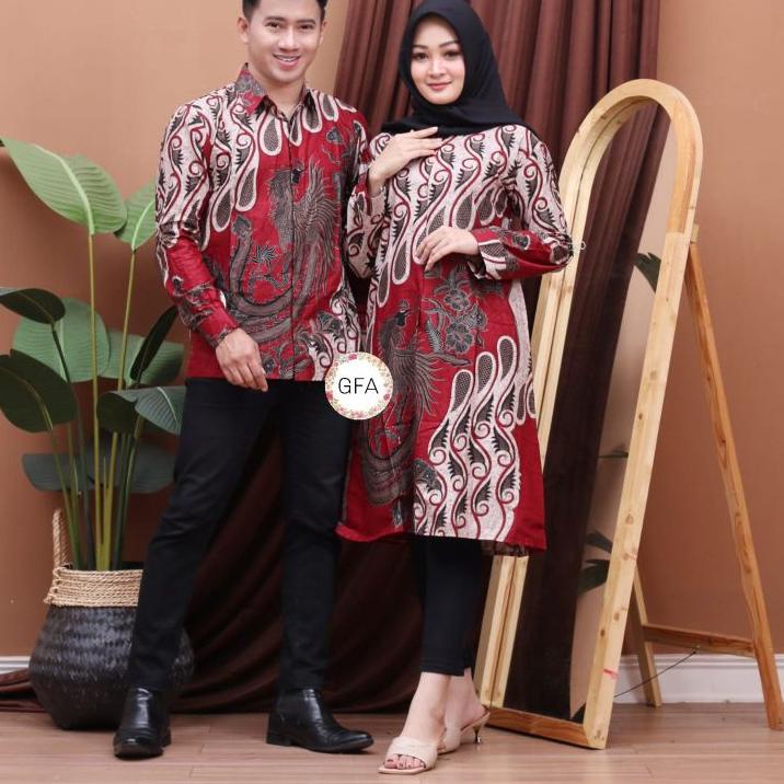 COUPLE TUNIK BATIK SARIMBIT BLUS SERAGAM KERJA SERAGAM KANTOR HEXXL , XXXL, JUMBO SERAGAM HAJATAN KE