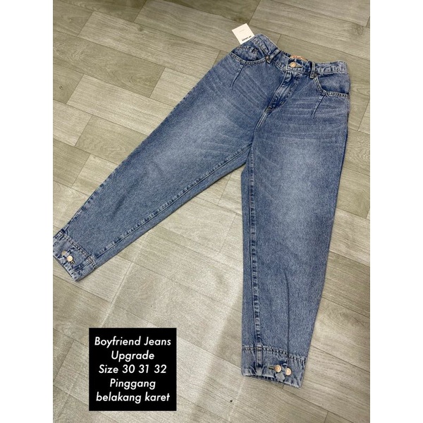 Boyfriend Jeans Upgrade Size 30 31 32 Pinggang belakang karet