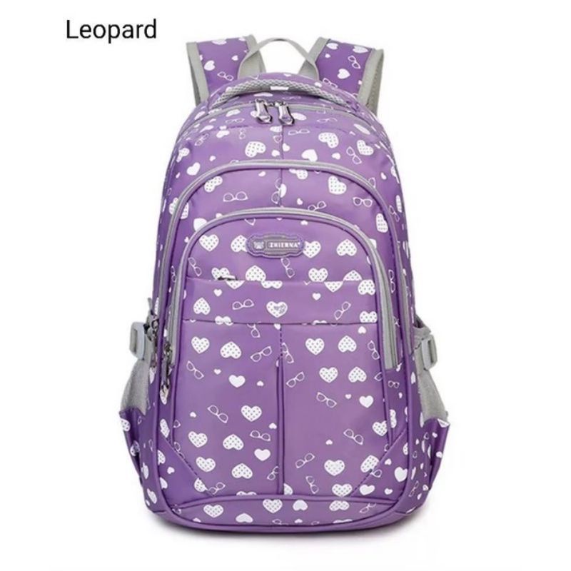 tas ransel sekolah motif love tas gendong karakter love-Ungu