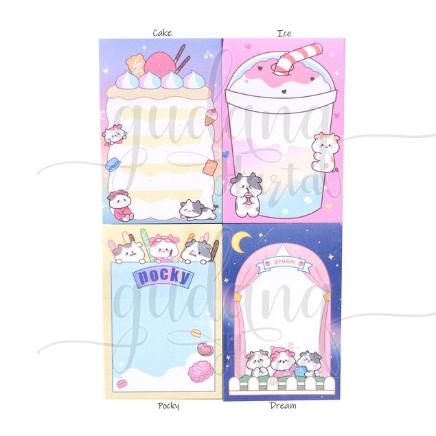 Sticky Notes Dessert Cow Notes Makanan Motif Sapi DIY Scrapbook GH 301438