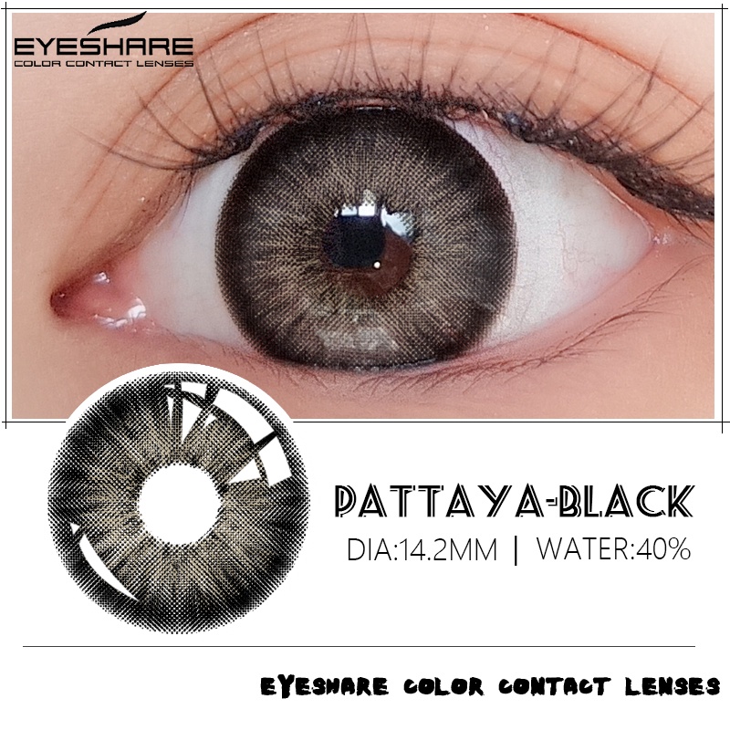 SRS (COD YES) Sepasang lensa kontak berwarna diameter 14.2MM mata soflen hitam softlens natural soflens korea aesthetic softlens minus(0.00) free lenscase PATTAYA gray/black harian soflen