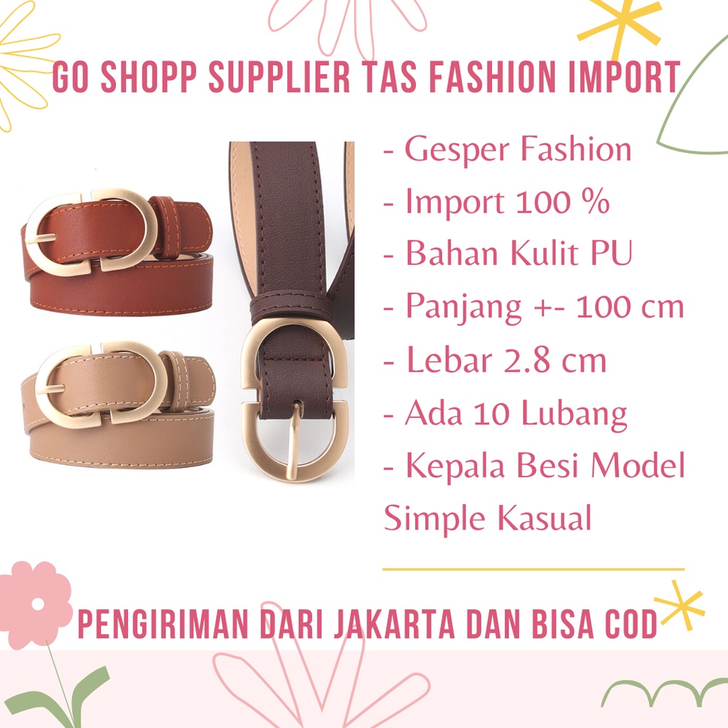 Gesper Wanita Import - Tali Pinggang Import - Ikat Pinggang Fashion Korea Terbaru - Gesper Wanita Kasual - Gesper Kulit Import [IK12]