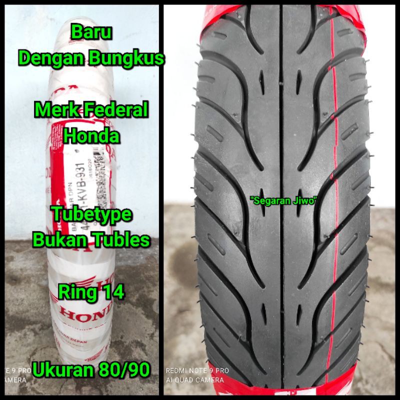 Ban matic ring 14 ukuran 80/90 Ban depan Honda beat Vario 110 125 Bukan Tubles Federal Honda