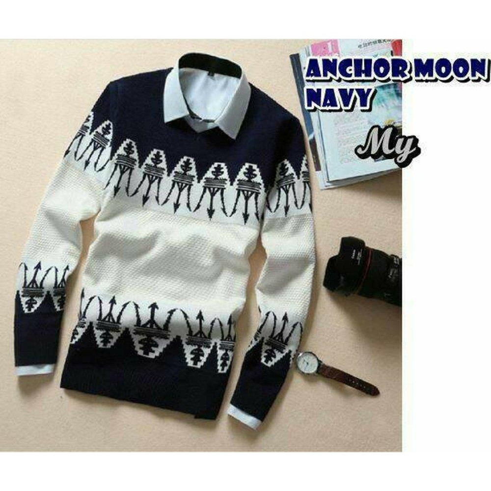 DAMSSHOP - SWEATER RAJUT PRIA ANCHOR MOON TRIBAL PREMIUM QUALITY