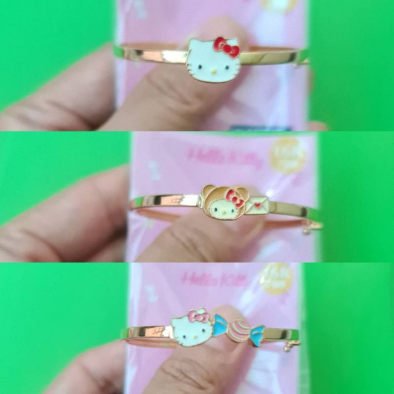 Gelang bangle anak hello kitty kepala, coklat bear, permen candy UBS kadar 700 16K