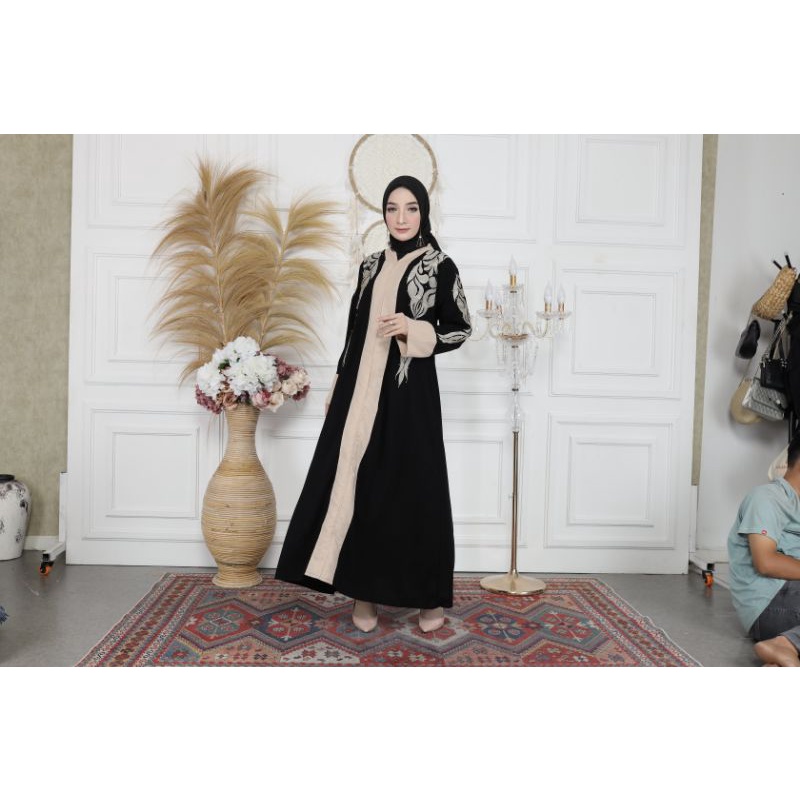 Gallery Exclusive Abaya Hitam Gamis Turkey 07 Bordir Depan Belakang