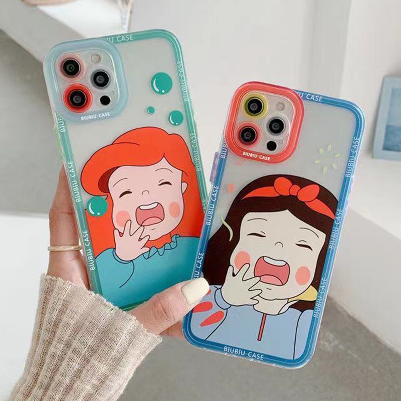 Case Bening Tahan Banting Desain Gadis Untuk Iphone 14 13 12 11 Pro X XR XS Max 6 6s 7 8 Plus Mini