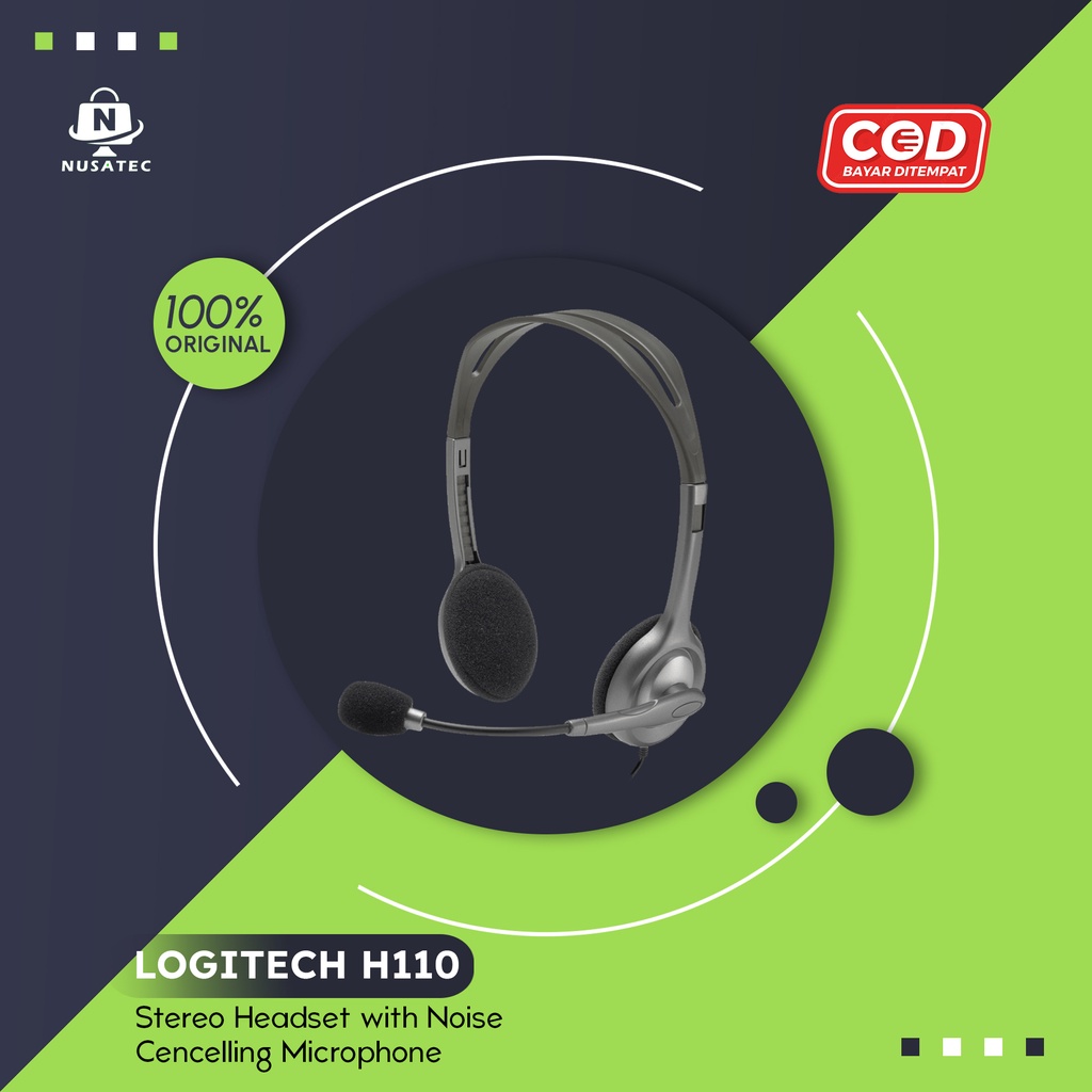 Headset Logitech H110 Headphone Headsed Kabel Stereo With Microphone Original Logitech