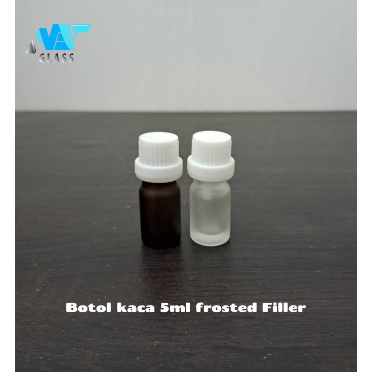 botol kaca 5ml doff tutup filler putih / Botol Essential Oil 5ml