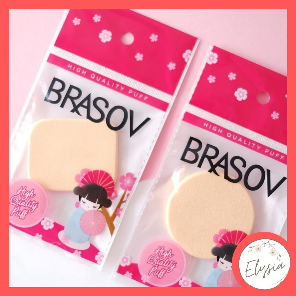 BRASOV Spons Bedak/ Foundation/ Sponge Puff Make Up Tools Bentuk Kotak Bulat