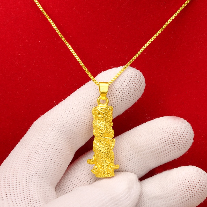 Kalung Lapis Emas Asli Kadar 375 Dengan Liontin Panlong Untuk Pria Dan Wanita