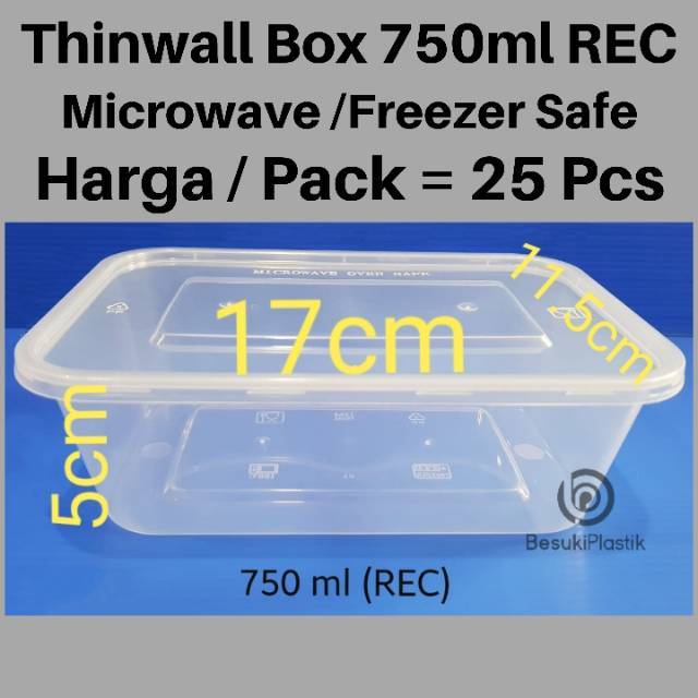 Thinwall 750ml REC / Box Thinwall Tahan Panas Microwave / Kotak 750ml / Thinwall Box