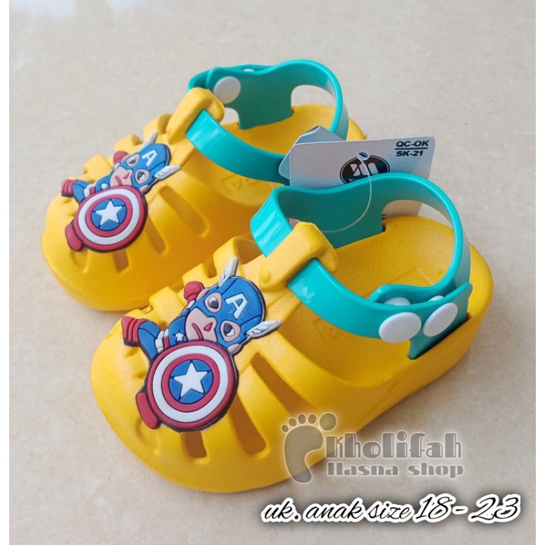 sandal baim anak 8bulan - 3 tahun logo kapten amerika lucu size 18-23 yumeida a20111xs