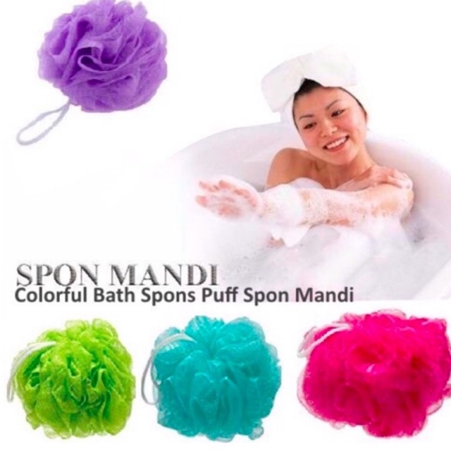 Bola Spons Mandi Shower Puff Busa Sponge Bath Puff Penghilang Daki Kotoran Badan