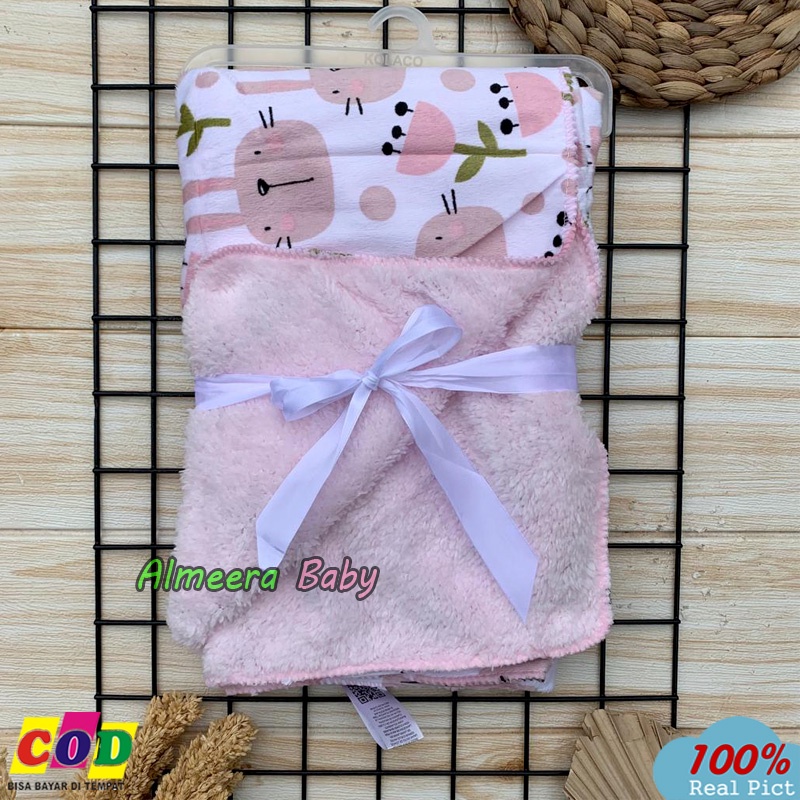 Selimut Bayi Tebal Selimut Bayi Double Fleece Ukuran 85 cm x 75 cm Gift