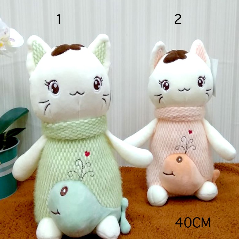 Boneka Floppy cat kucing lucu 40cm import kucing baju lumba-lumba kado baby kids cat kucing cute