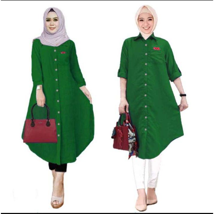 LVB Baju Atasan Tunik Wanita LONG TUNIC POCKET PLY / Tunik Panjang uk. L - XL - XXL / 17656 17659