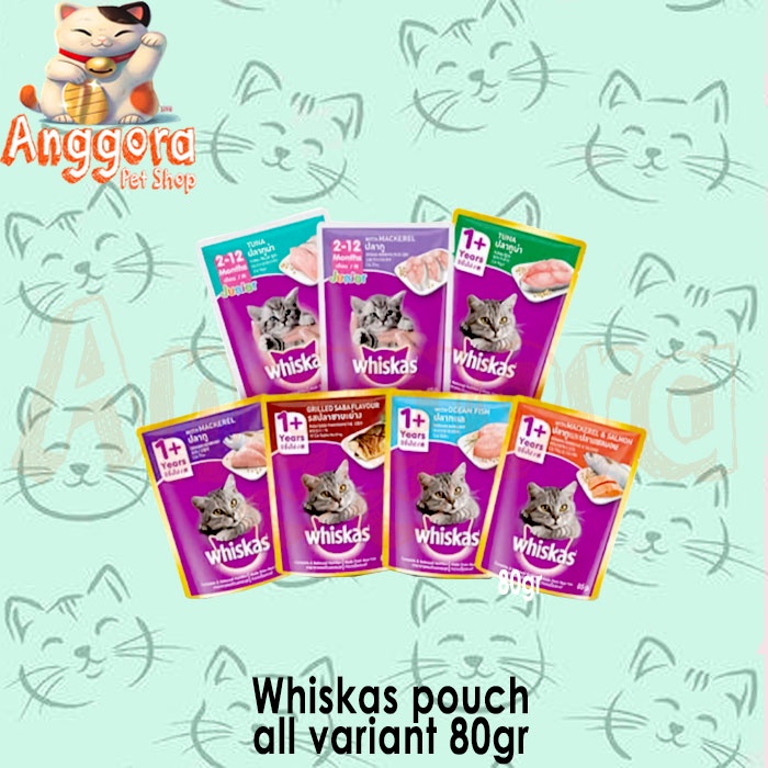 Makanan ringan murah untuk Kucing - WHISKAS Pouch 80gr All Varian