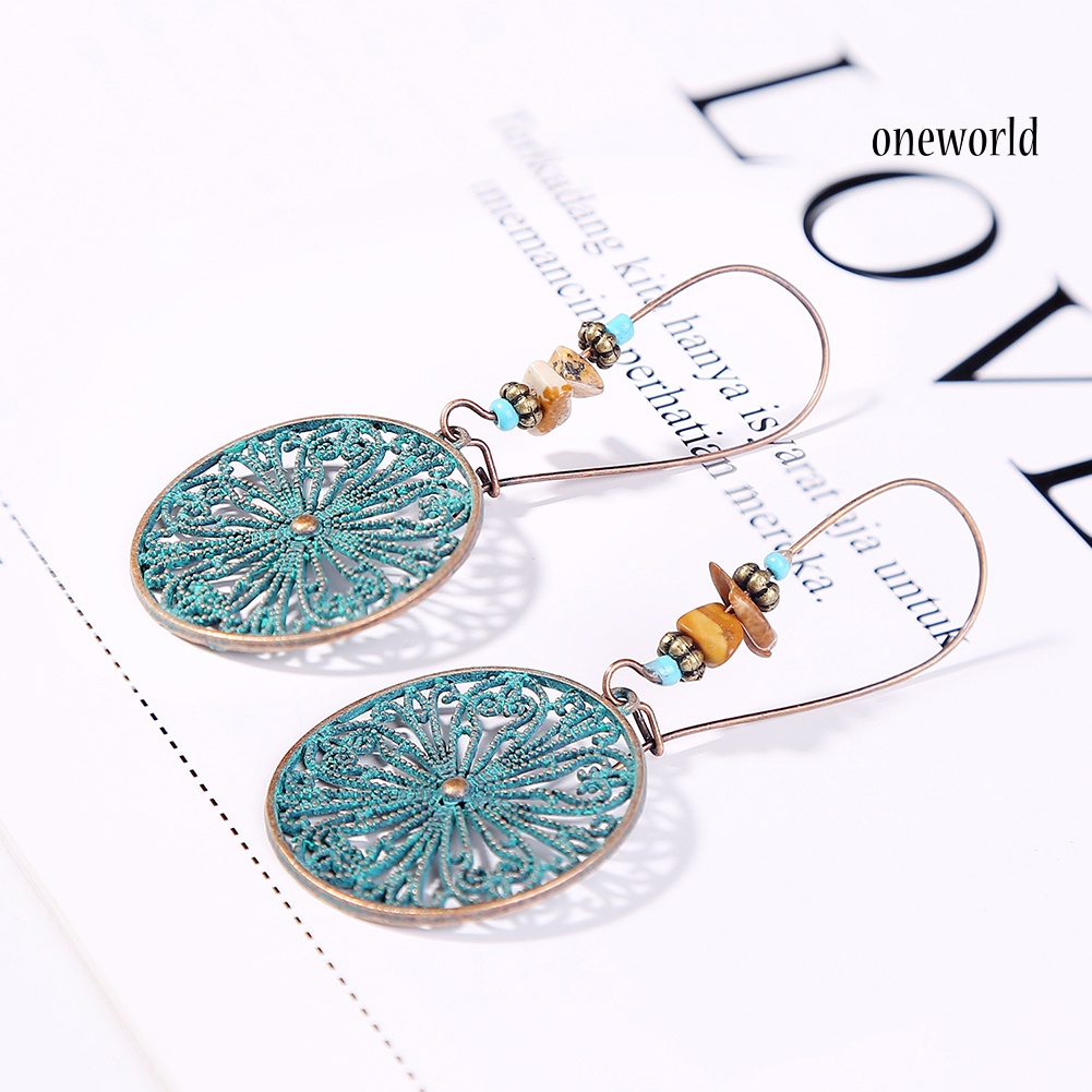 OW# Retro Women Bohemian Ethnic Geometric Dangle Eardrop Hook Earrings Jewelry Gift