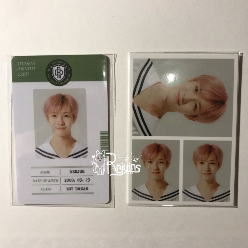 BOOKED id card + id photo RENJUN b2s back to school 2021 nct dream pc photocard