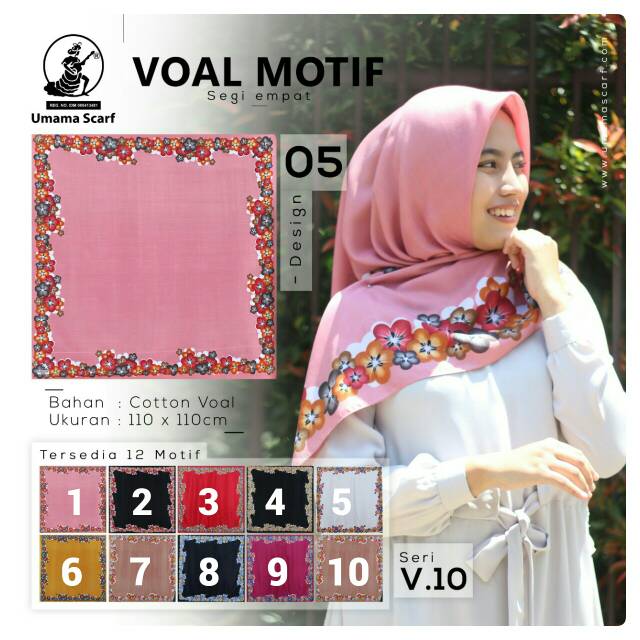 Jilbab Segi4 Motif UMAMA/Segiempat UMAMA Voal Design 05