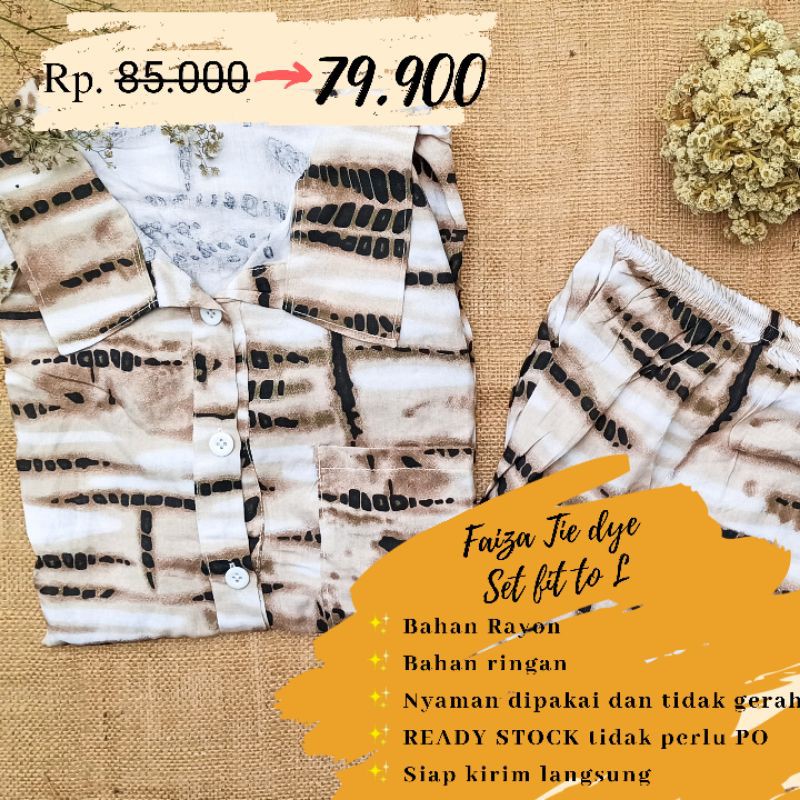 Set pajamas tie dye panjang piyama faiza set fit to L by wdrtm.id || FREE GIFT