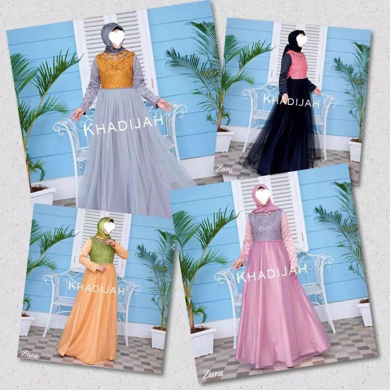 sale gaun pesta muslim/gamis tile brokat