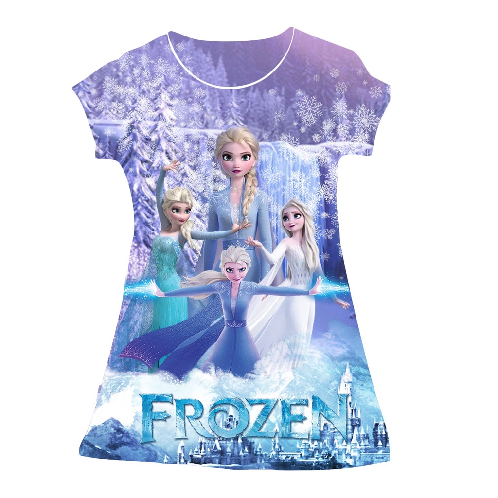 DRESS ANAK SCUBA / dress scuba anak karakter frozen elsa 4 / baju anak motif scuba 2 th-dewasa / das