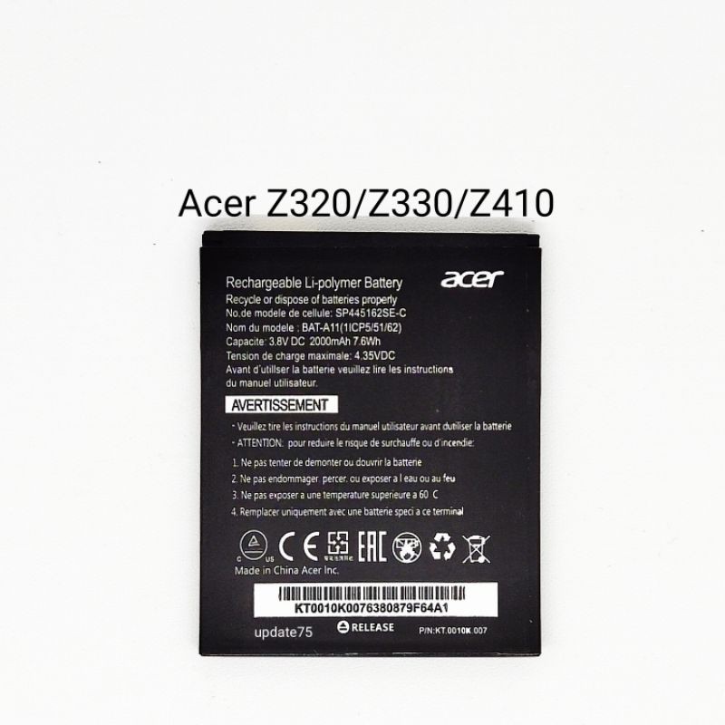 Baterai Acer Z320 Z330 Z410 model BAT-A11 BAT A11 original