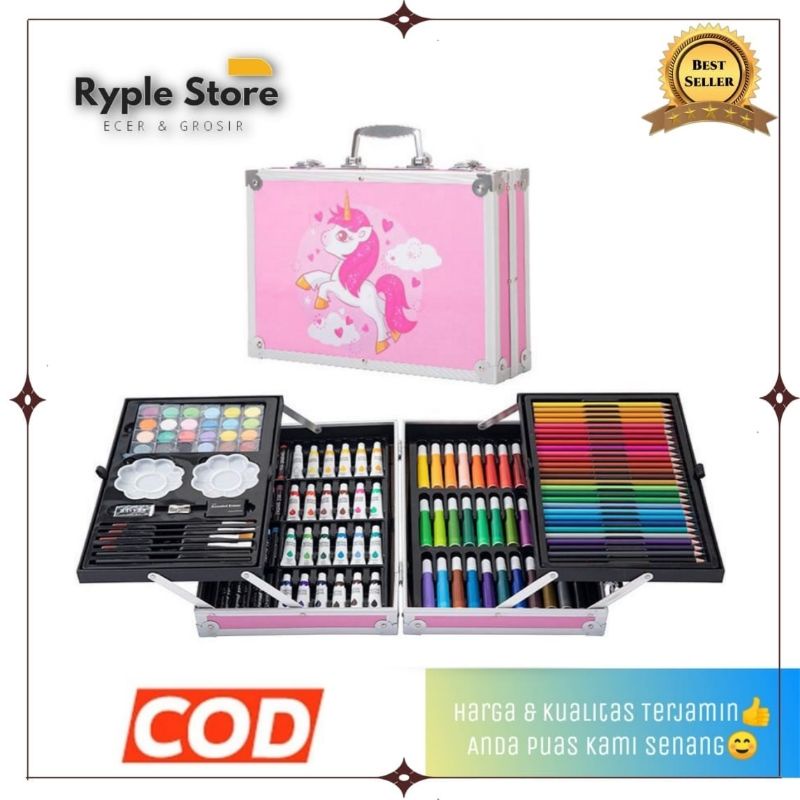 

Crayon Art Set Drawing 145 Pcs Koper Besi Alat Melukis Stasionary Kado Anak Pensil Warna Gulali Book
